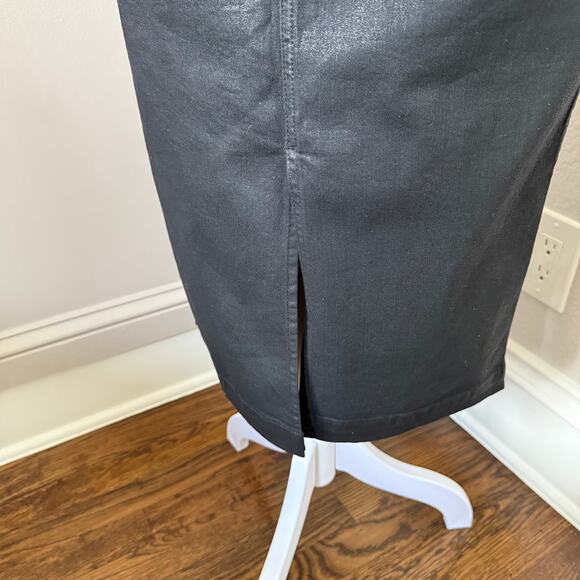 Frame Denim Coated Noir Black Mini Skirt Size 25 High Rise Leather Look - Picture 3 of 6
